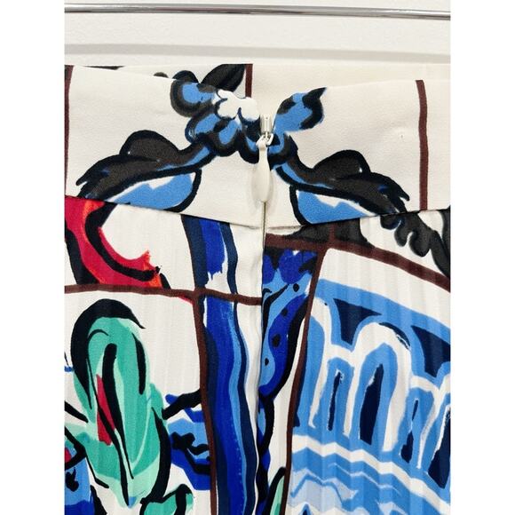 TORY BURCH White Pleated Skirt Sunburst Floral Handkerchief Hem - Picture 12 of 15